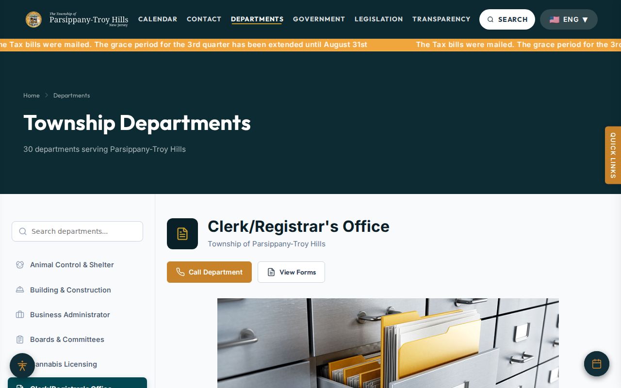 Parsippany-Troy Hills residents directory Township Clerk record source