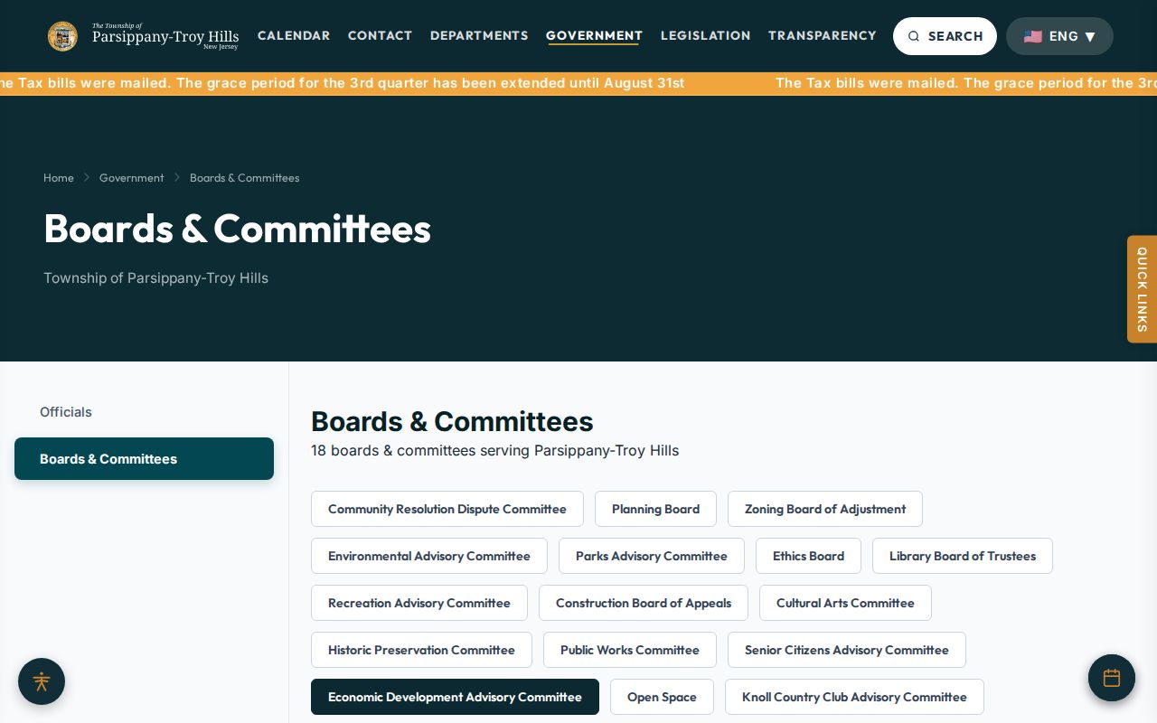 Parsippany-Troy Hills neighbors civic boards page for public neighborhood records and contacts