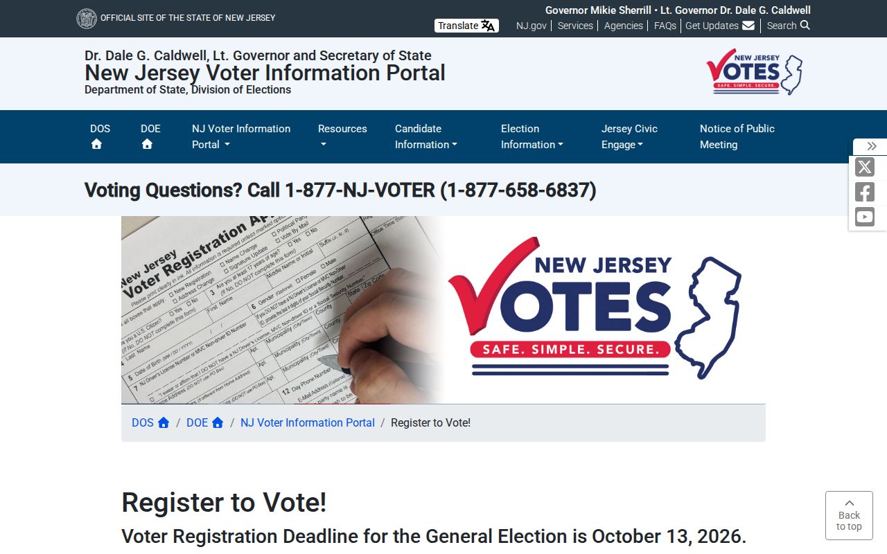 New Jersey voter registration guidance for a Parsippany-Troy Hills resident lookup